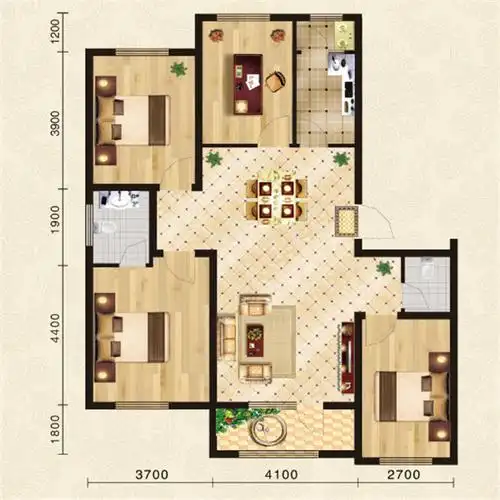 三室两厅两卫户型图,四组三室两厅户型分享