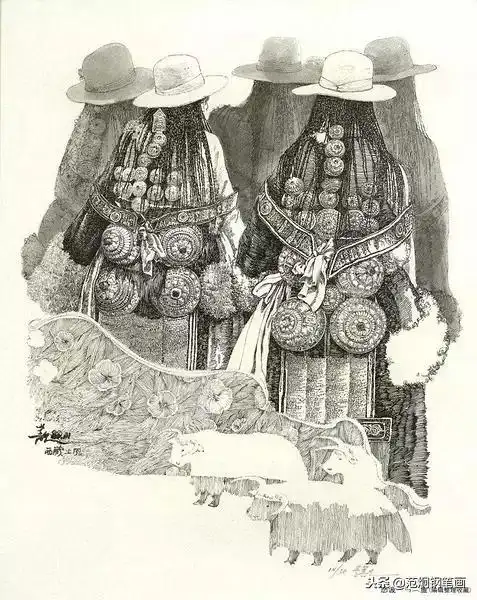 香港画家李蔷生钢笔画作品