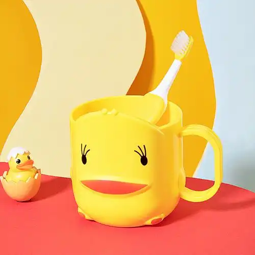 儿童漱口杯家用可爱卡通小黄鸭防摔宝宝幼儿园刷牙洗漱学饮杯水杯