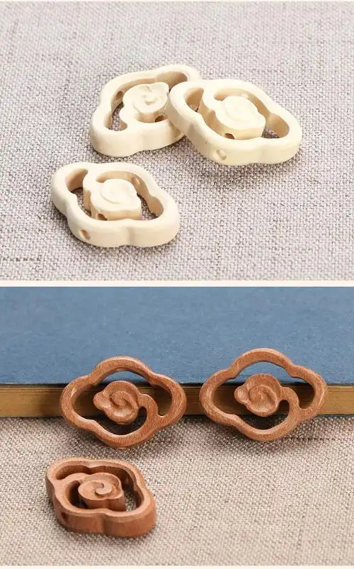 厂家供应桃木 黄杨木 雕刻镂空祥云钥匙扣黑檀 红檀祥云diy挂配件