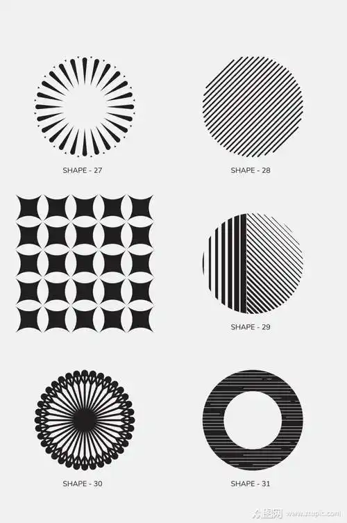 时尚黑白几何图案免抠素材