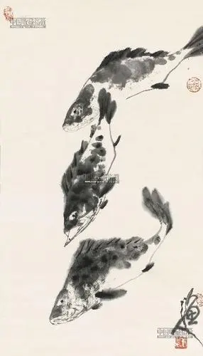 张立辰 三鱼图 立轴
