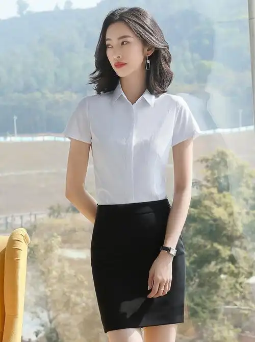 白领夏季衬衫衬衣短袖工作服工装正装