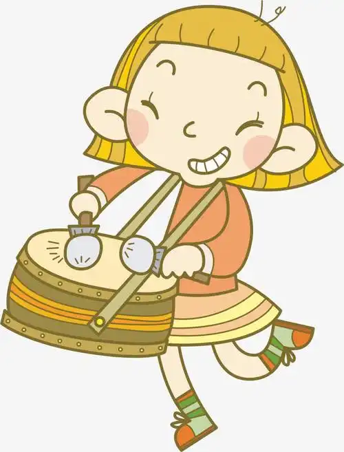 手绘打鼓女孩