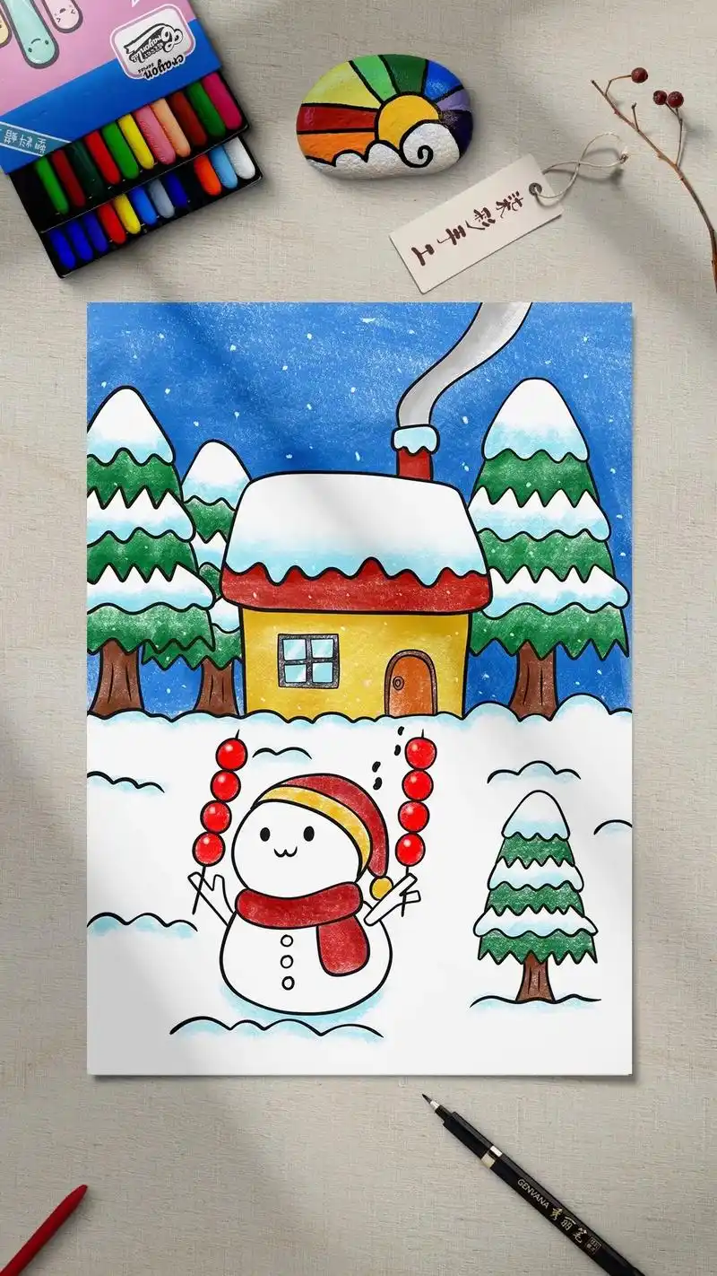 这个冬天一定很甜,一起来画一个拿着糖葫芦的雪人吧 - 抖音