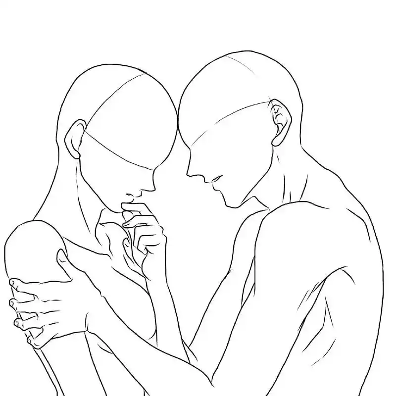 500 双人线稿模板萌新临摹上色必备! 素材 - 抖音