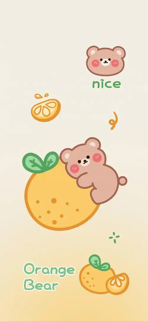 可爱小熊 橙子 女生专用5k手机壁纸_4k手机壁纸图片_彼岸图网pic.
