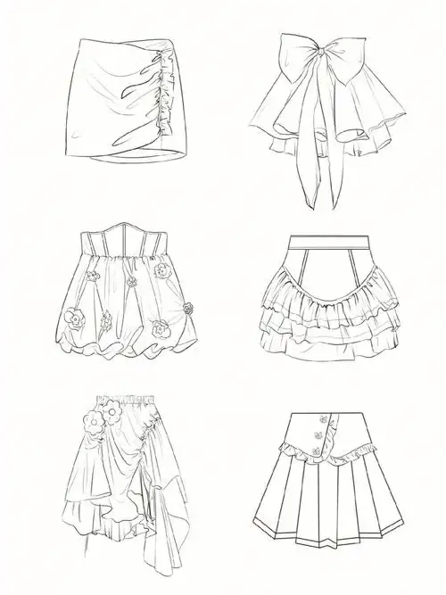 半身裙服装设计画画素材款式图