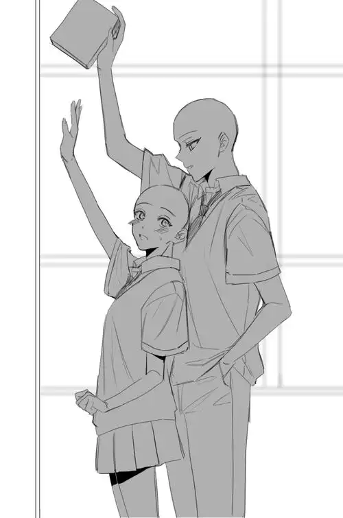 cp双人动态互动线稿模板