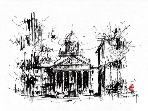 阿王速写建筑风景手绘|纯艺术|速写|阿王速写 - 原创作品 - 站酷