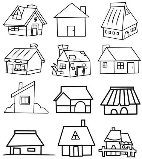 农村房子简笔画集