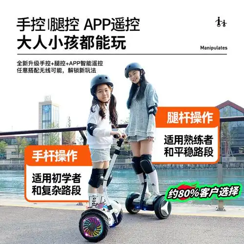 领奥儿童智能电动平衡车6一8一12腿控10一15带扶杆平行车