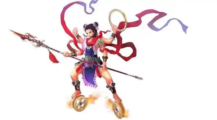 哪吒的武器装备比较多,有火系武器法宝风火轮,火尖枪,九龙神火罩,还有