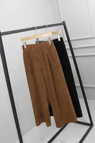 大艺604245条绒阔腿裤九分有型保暖百