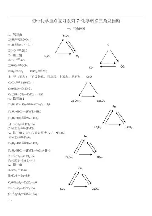 初三化学三角转换