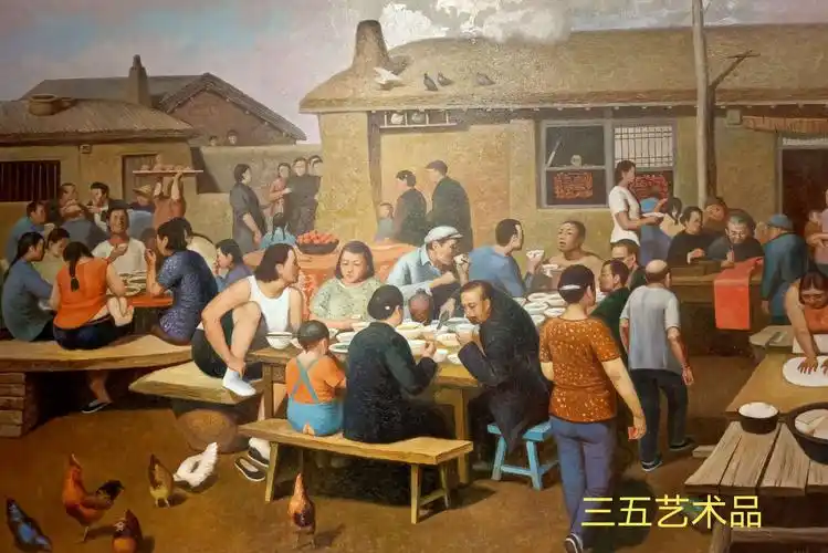 三五艺术品:朝鲜人民艺术家金圣民《农村东北往事》油画作品赏析