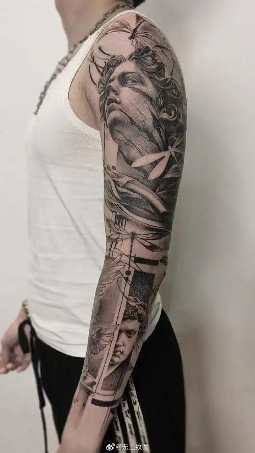 花臂##手臂纹身##欧美纹身##写实纹身##天使纹身