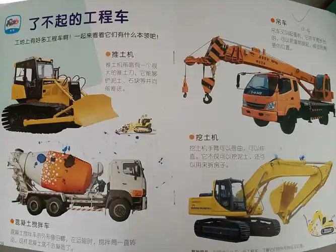 科学《了不起的工程车》认识一些工程师,了解它们的外形特征及功能.