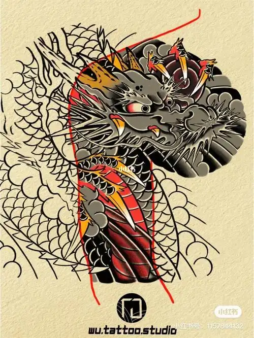 日式老传统纹身  #半胛纹身  #半甲纹身  #龙纹身