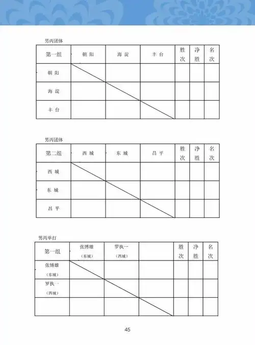 北京市第十五届运动会网球比赛秩序册