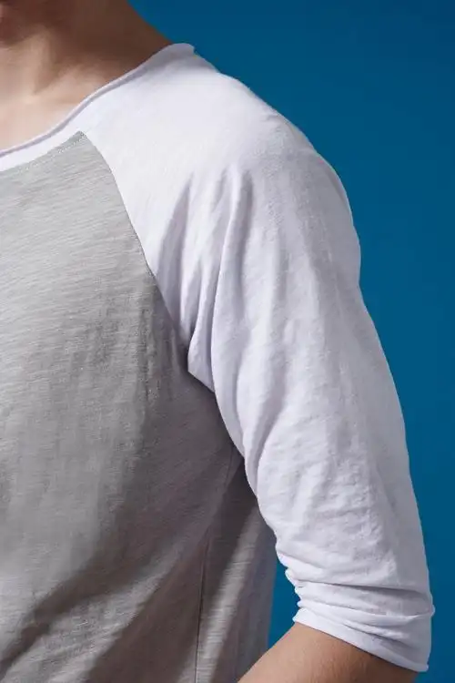 七分袖圆领t-浅灰色 【07342】