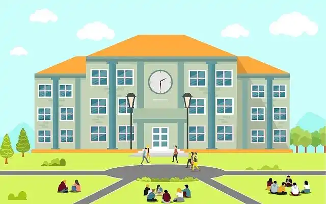 教学楼学校学习青春积极卡通青春校园插画