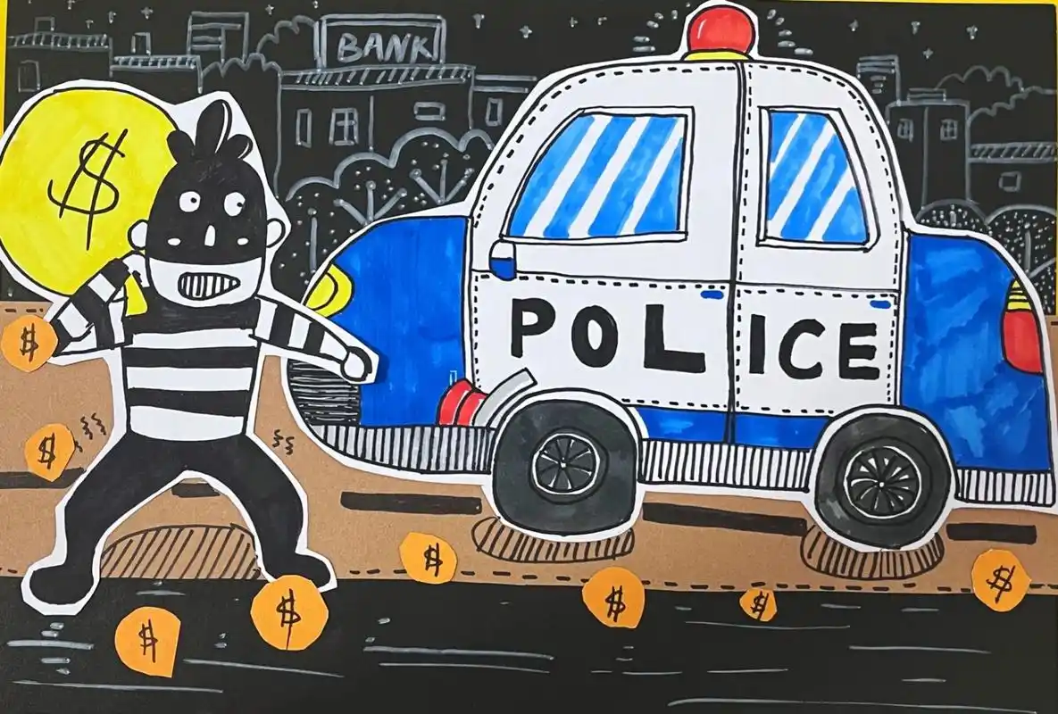 创意儿童美术《抓小偷》 1,通过图片观察警车的外形结构,认识警车的