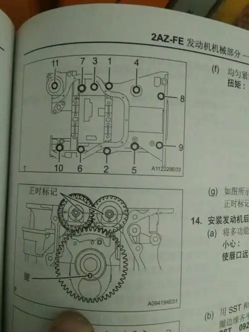 丰田凯美瑞2406年的油底平衡轴咋对
