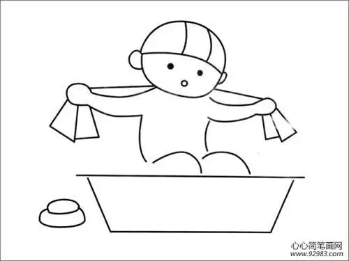 小朋友洗衣服的简笔画