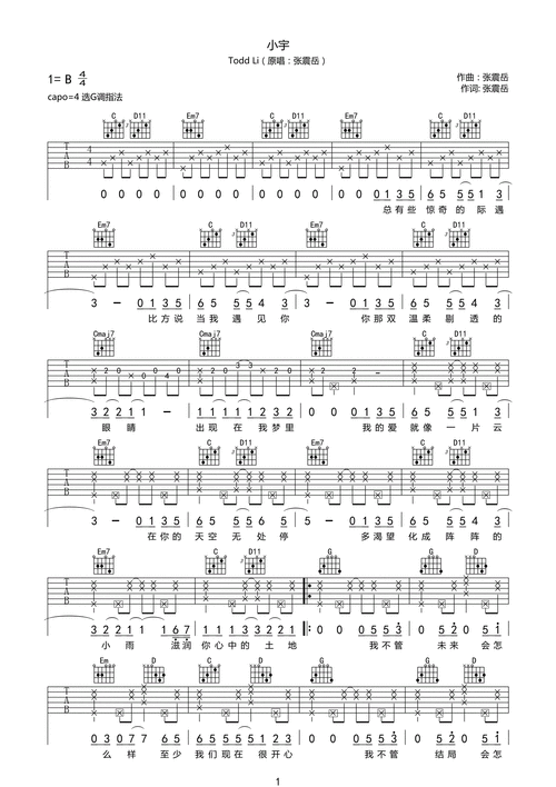 todd li 《小宇》吉他谱