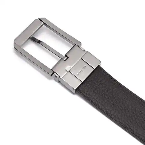 杰尼亚zegna男士牛皮深蓝色深棕色977针扣可裁剪双面旋转皮带腰带lhav