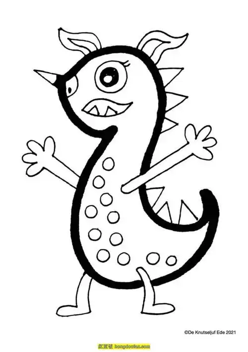 小怪兽简笔画教程,小怪兽简笔画教程图片(15张病毒小怪兽卡通幼儿简笔