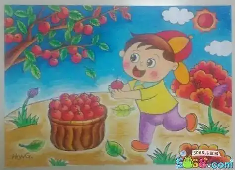 农夫摘苹果简笔画小女孩摘桔子简笔画步骤图秋天孩子摘苹果丰收简笔画