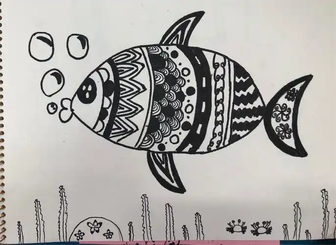 302班美术课【线描画】鱼