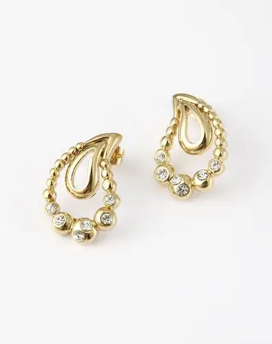 金色凤尾花水晶耳钉