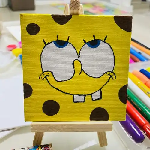 简单丙烯画海绵宝宝07