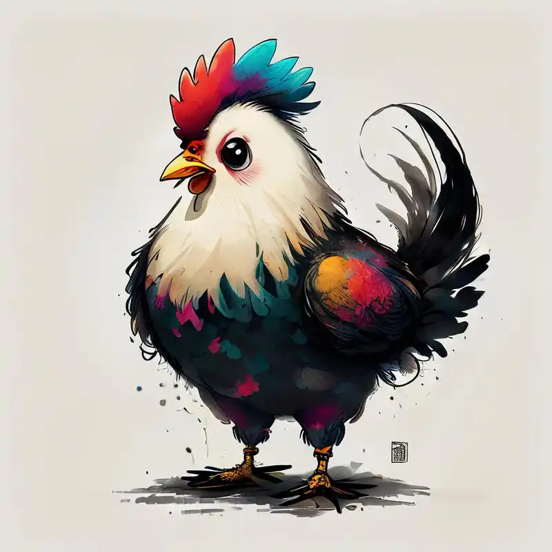 百度ai绘图黑科技#可爱的卡通形象设计,拟人化的小鸡,穿着中国传统