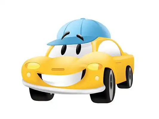 手绘卡通黄色拟人表情龇牙呆萌可爱小汽车插画元素