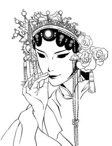 京剧花旦图片唯美头像-手绘戏曲花旦半面妆脸谱简笔画花旦的分类人物