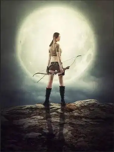 【视频】ps合成月光下女战士海报