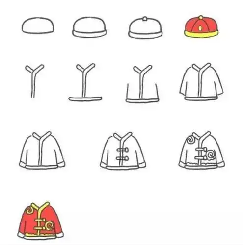 唐装衣服儿童简笔画