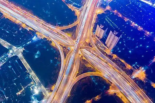 航拍上海延安东路高架立交桥