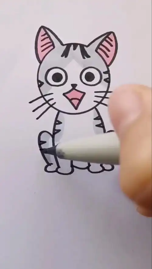 简笔画#李点点简笔画～一块钱的起司猫,你们喜欢吗