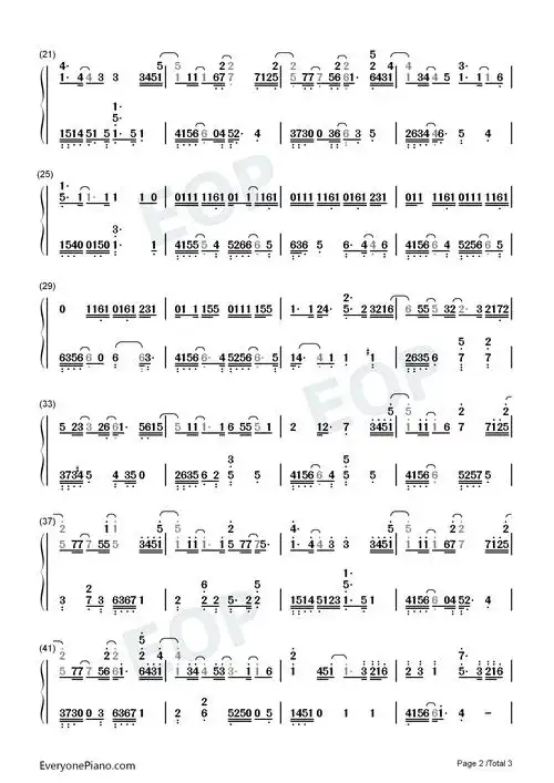 夏天的风-温岚双手简谱预览2-钢琴谱文件(五线谱,双手简谱,数字谱