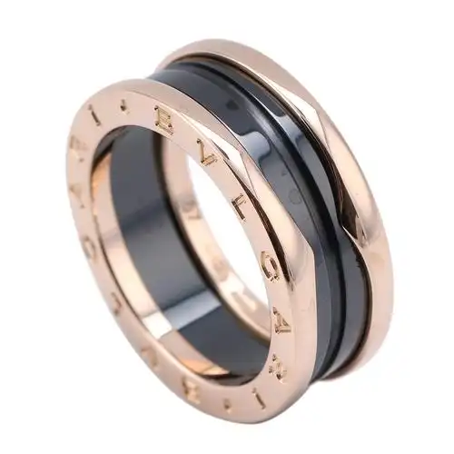 [即刻拍][9.5新]宝格丽男士750玫瑰金 黑陶瓷戒指80212065
