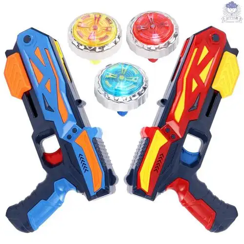 儿童合金属新款发光陀螺枪发射器旋转风按压式对战斗盘男孩生玩具
