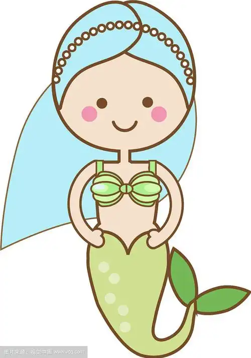 可爱可爱的美人鱼卡通风格的角色