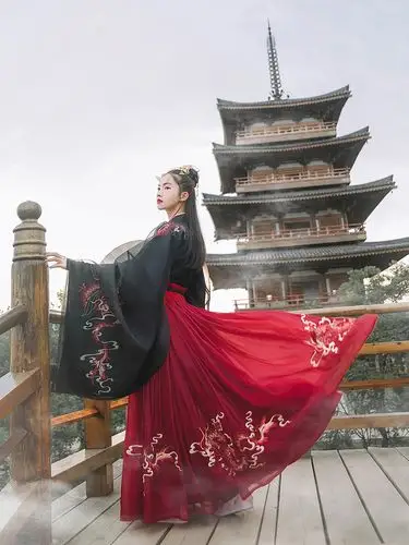 汉尚华莲夜弦歌汉服女春夏大袖交领襦裙齐腰