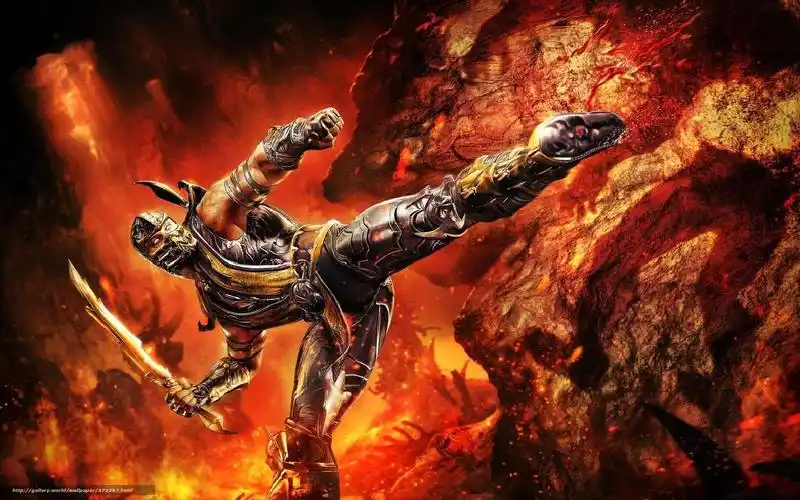 下载壁纸 真人快打,  火,  火焰,  蝎 免费为您的桌面分辨率的壁纸