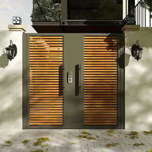 合金别墅庭院门小区户外铝艺大门铝合金电动双开门乡村花园铝门 尺寸